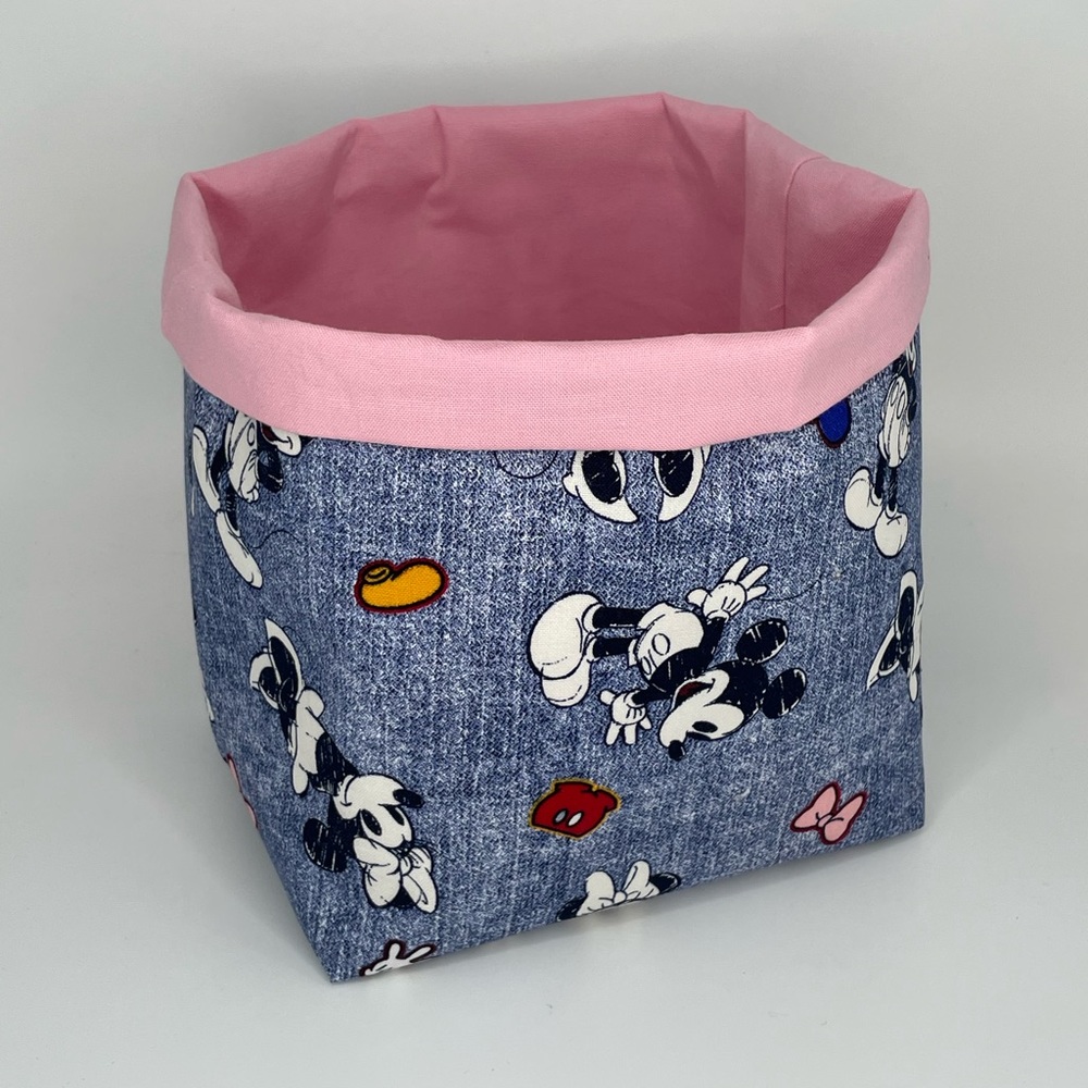 Handmade Disney Fabric Basket / Minnie Mickey Mouse Fabric Basket